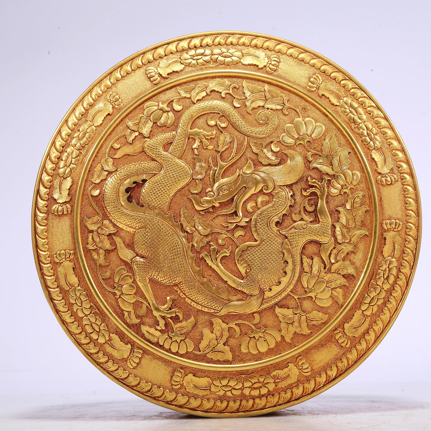 A Wonderful Gilt-Bronze 'Scrolling Lotus& Dragon' Tripod Box