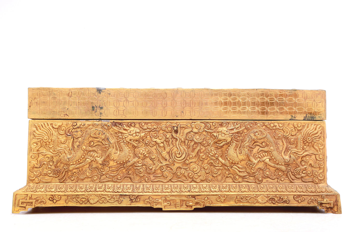 A Wonderful Gilt-Bronze 'Dragon& Auspicious Cloud' Box