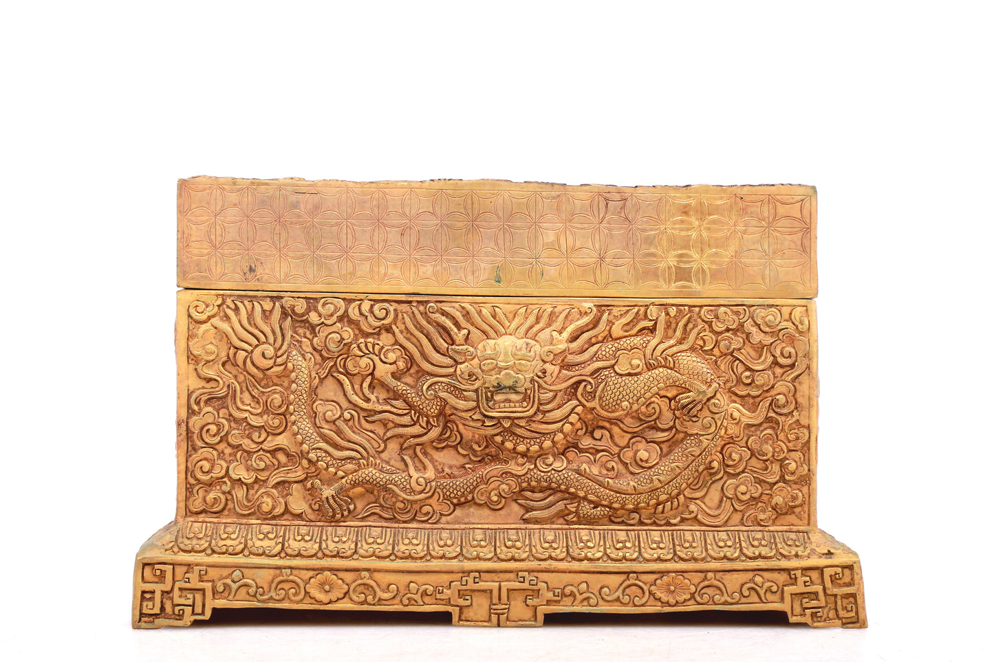 A Wonderful Gilt-Bronze 'Dragon& Auspicious Cloud' Box