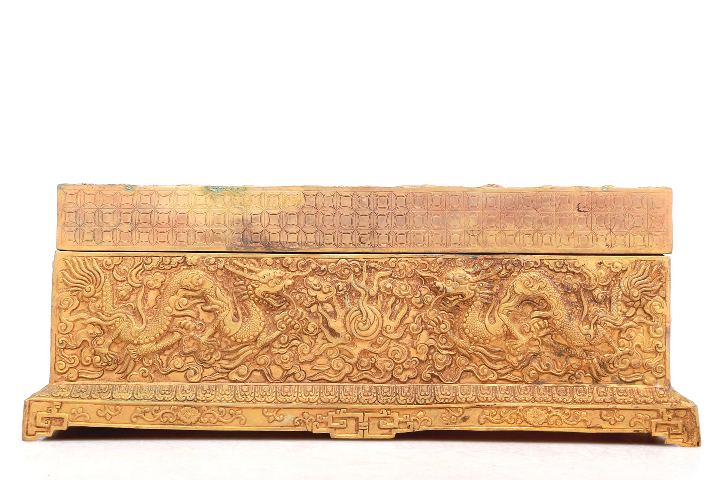 A Wonderful Gilt-Bronze 'Dragon& Auspicious Cloud' Box