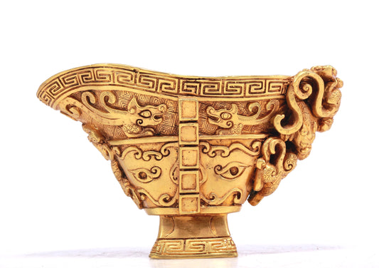 A Wonderful Gilt-Bronze 'Chi-Dragon' Cup