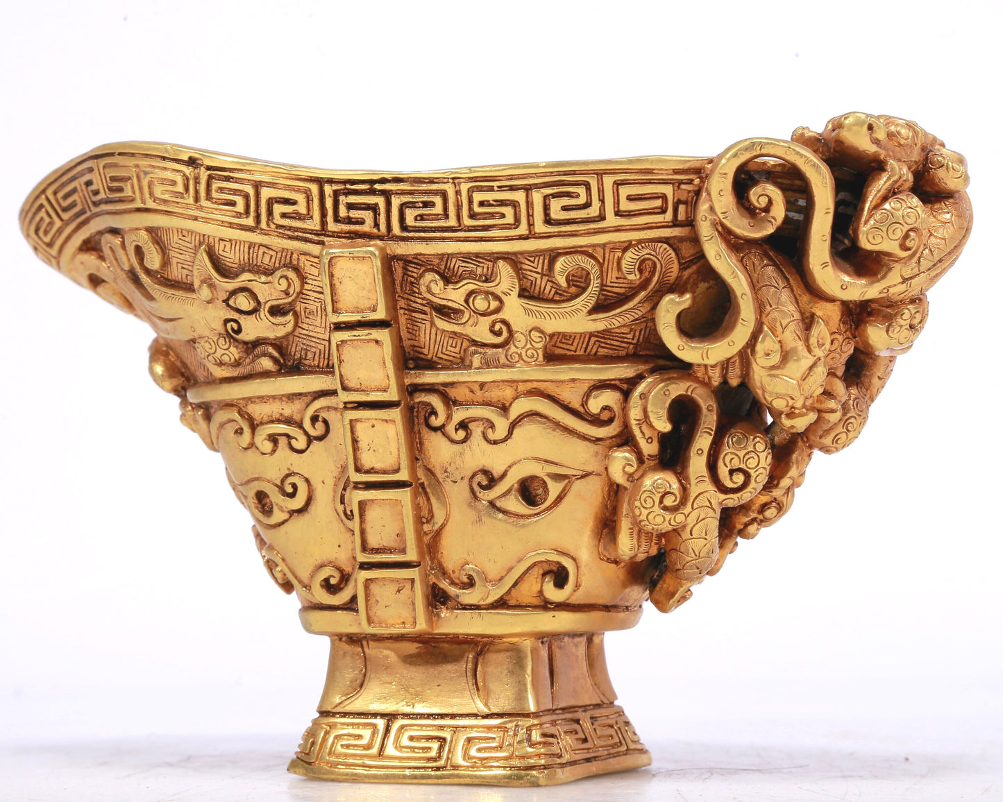 A Wonderful Gilt-Bronze 'Chi-Dragon' Cup