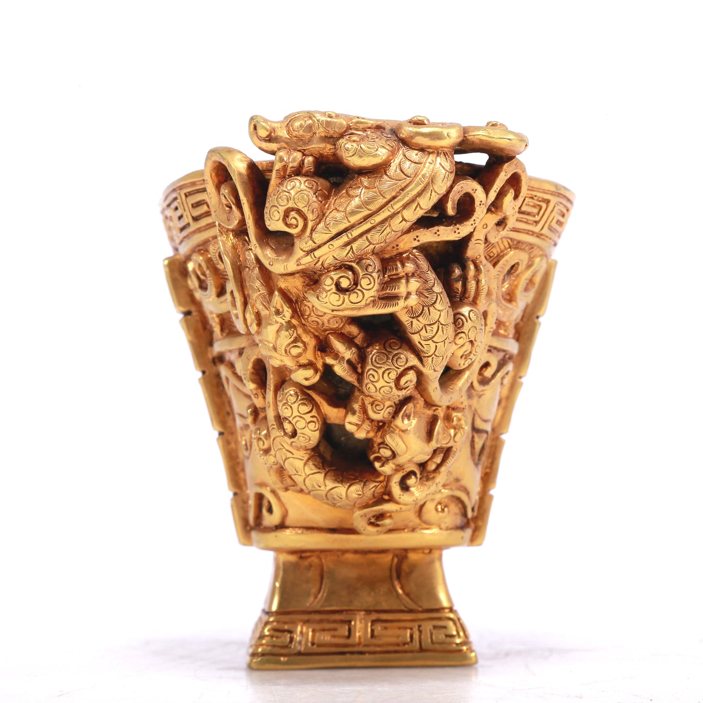 A Wonderful Gilt-Bronze 'Chi-Dragon' Cup