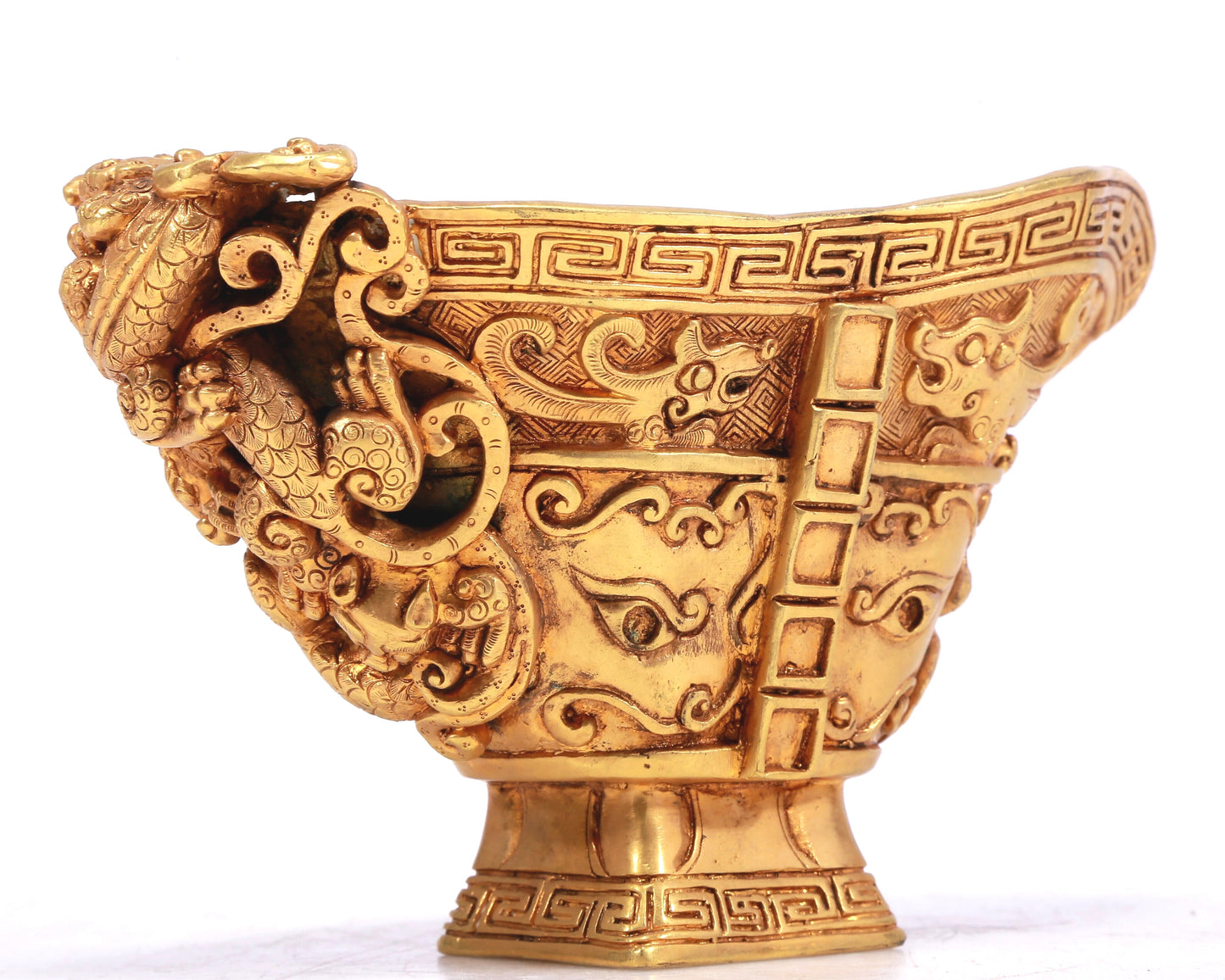 A Wonderful Gilt-Bronze 'Chi-Dragon' Cup