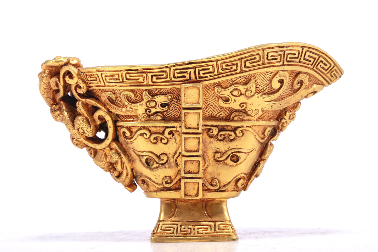 A Wonderful Gilt-Bronze 'Chi-Dragon' Cup