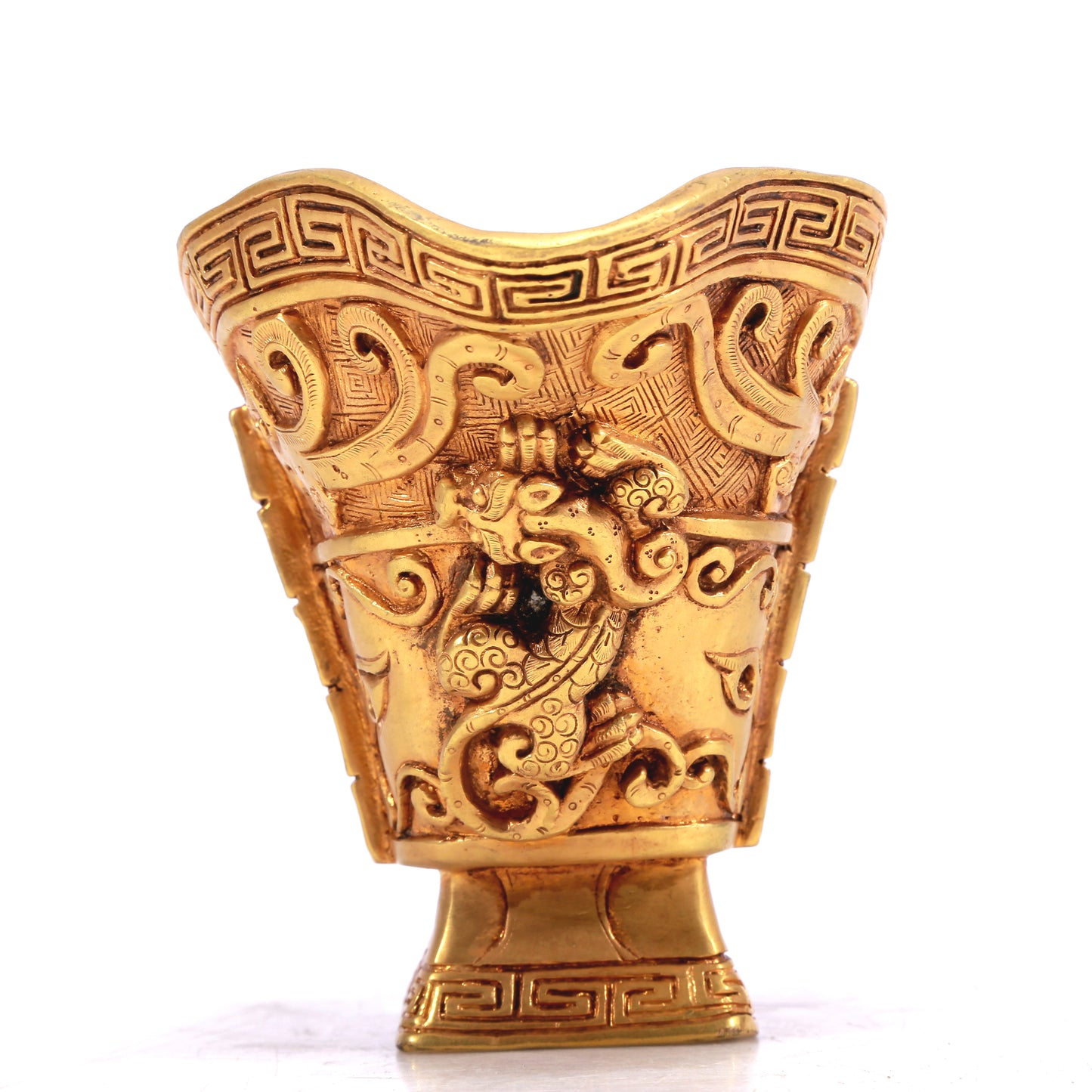 A Wonderful Gilt-Bronze 'Chi-Dragon' Cup