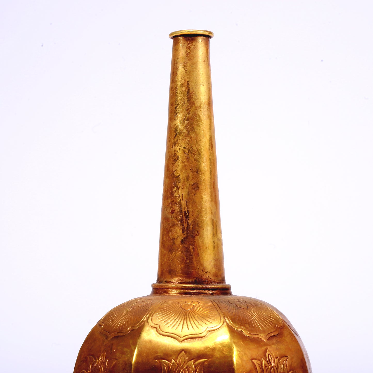 A Wonderful Gilt-Bronze 'Scrolling Lotus' Vase With Inscriptions