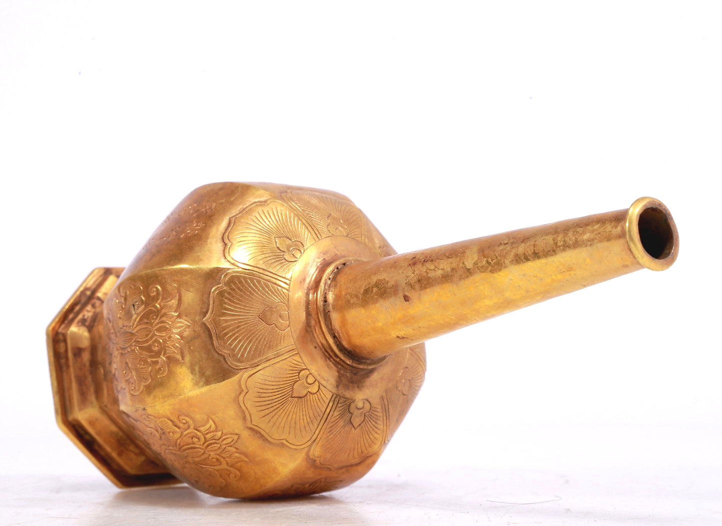 A Wonderful Gilt-Bronze 'Scrolling Lotus' Vase With Inscriptions