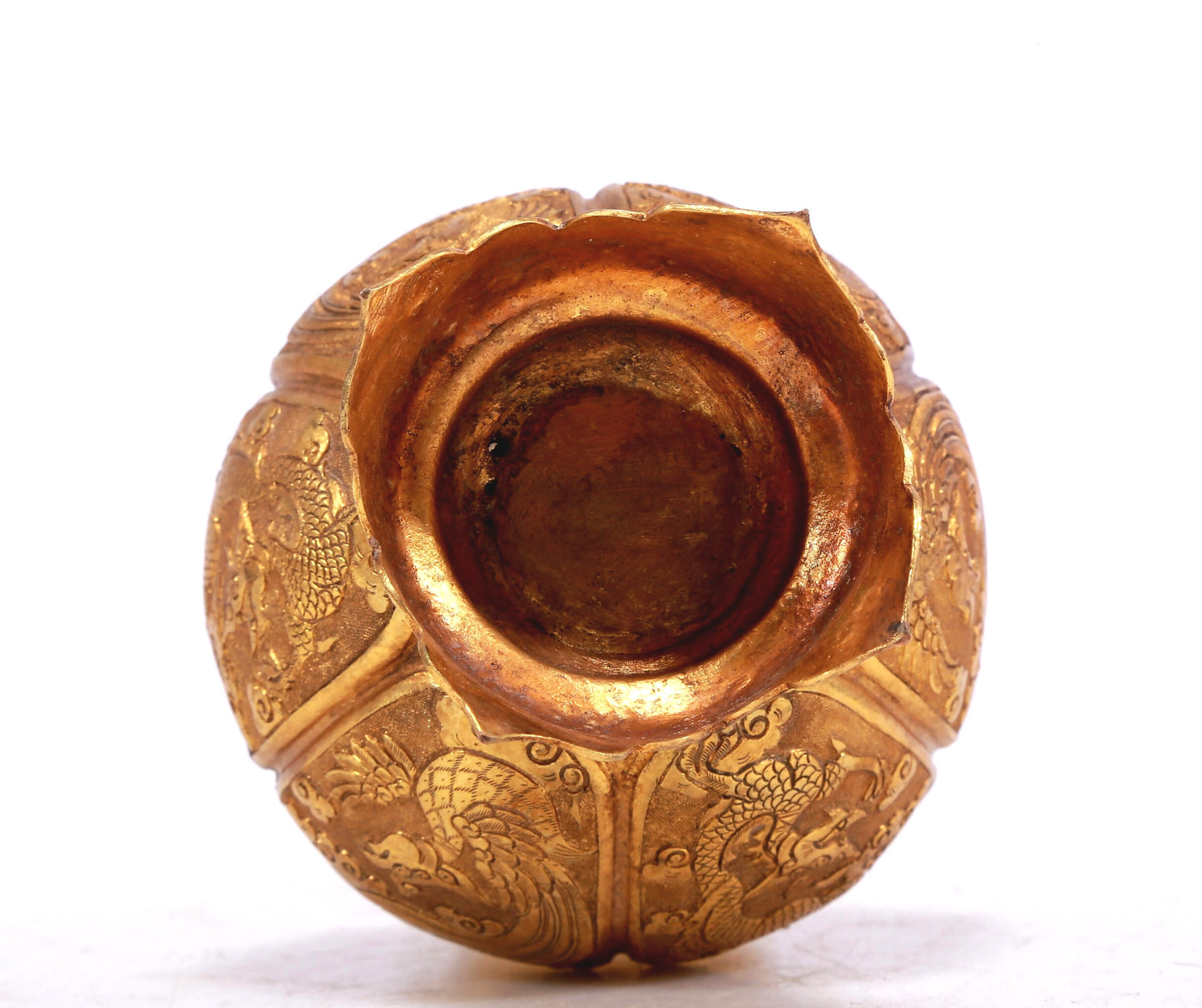 A Wonderful Pair Of Gilt-Bronze 'Dragon, Phoenix, Auspicious Cloud' Vases