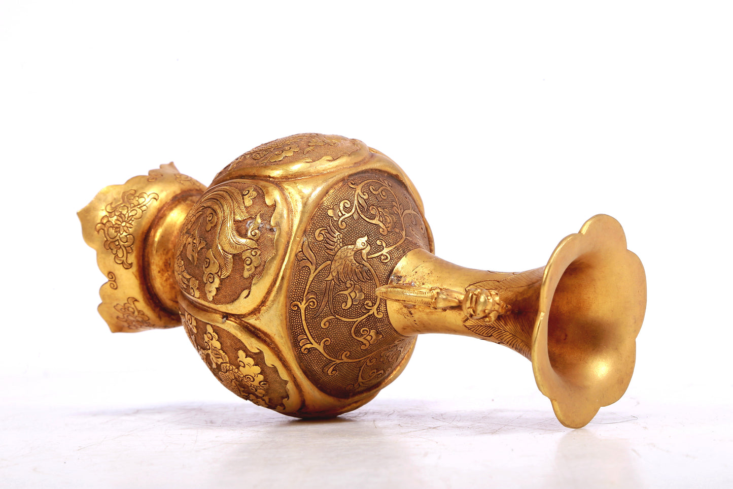 A Wonderful Pair Of Gilt-Bronze 'Dragon, Phoenix, Auspicious Cloud' Vases