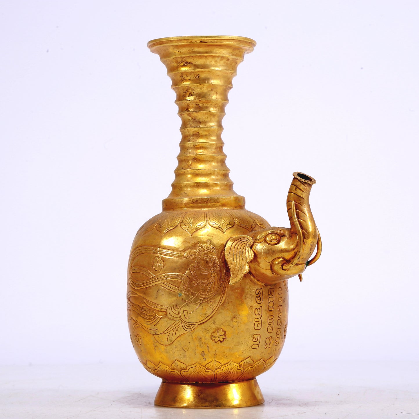 A Wonderful Gilt-Bronze 'Bodhisattva' Pot With Inscriptions