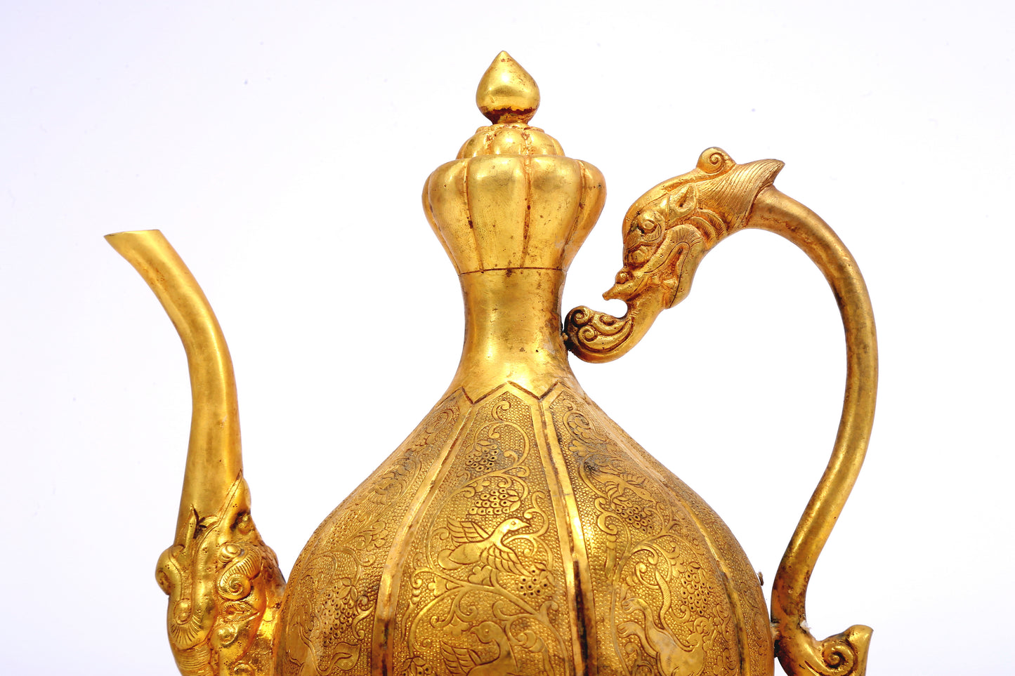 A Wonderful Gilt-Bronze 'Scrolling Lotus& Auspicious Beast' Ewer