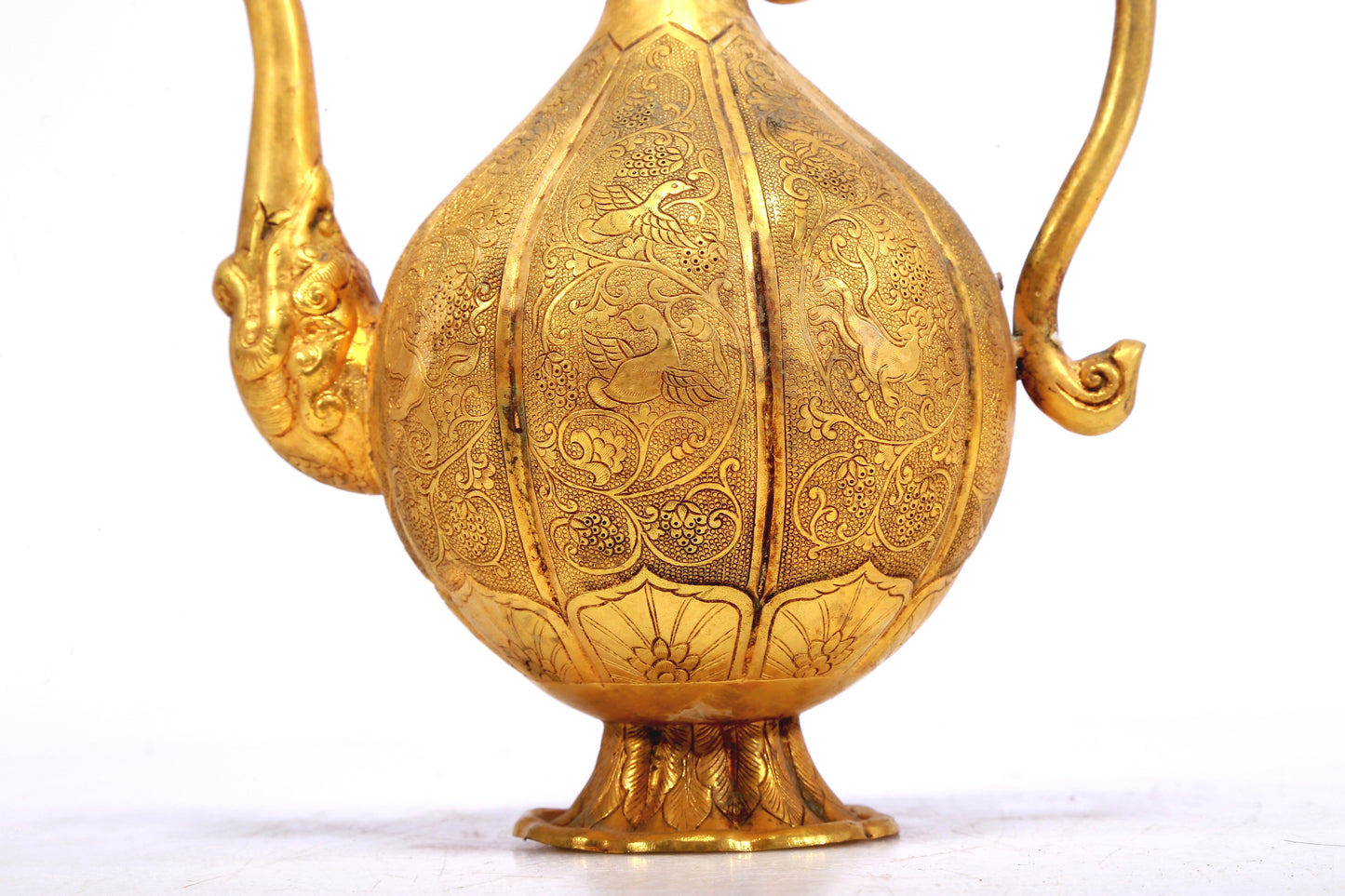 A Wonderful Gilt-Bronze 'Scrolling Lotus& Auspicious Beast' Ewer