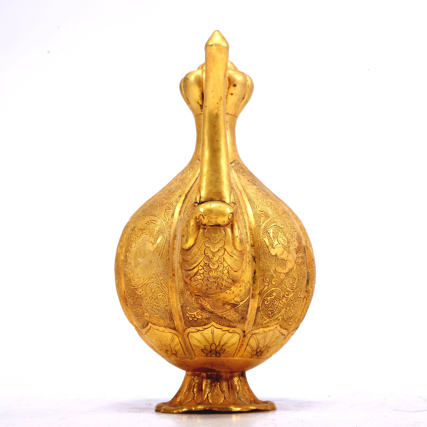 A Wonderful Gilt-Bronze 'Scrolling Lotus& Auspicious Beast' Ewer