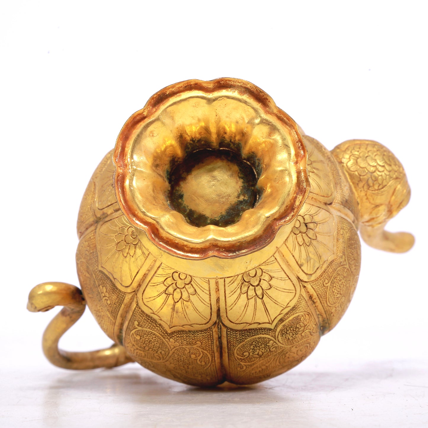 A Wonderful Gilt-Bronze 'Scrolling Lotus& Auspicious Beast' Ewer