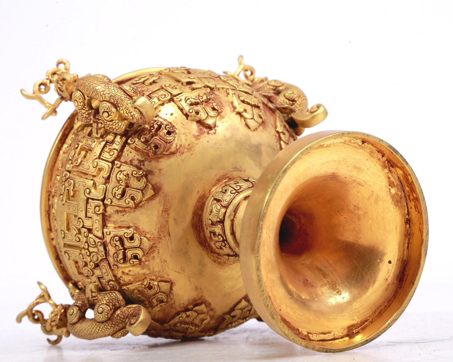 A Fantastic Gilt-Bronze 'Dragon' Stem-Censer And Cover