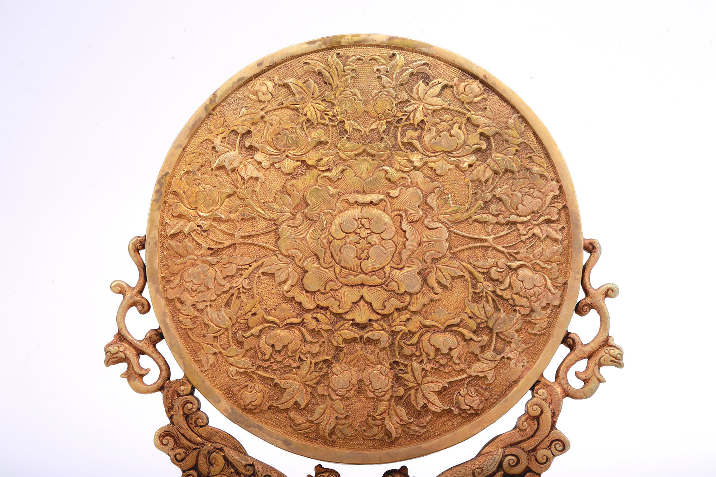 A Fantastic Gilt-Bronze 'Scrolling Lotus& Phoenix' Table Screen