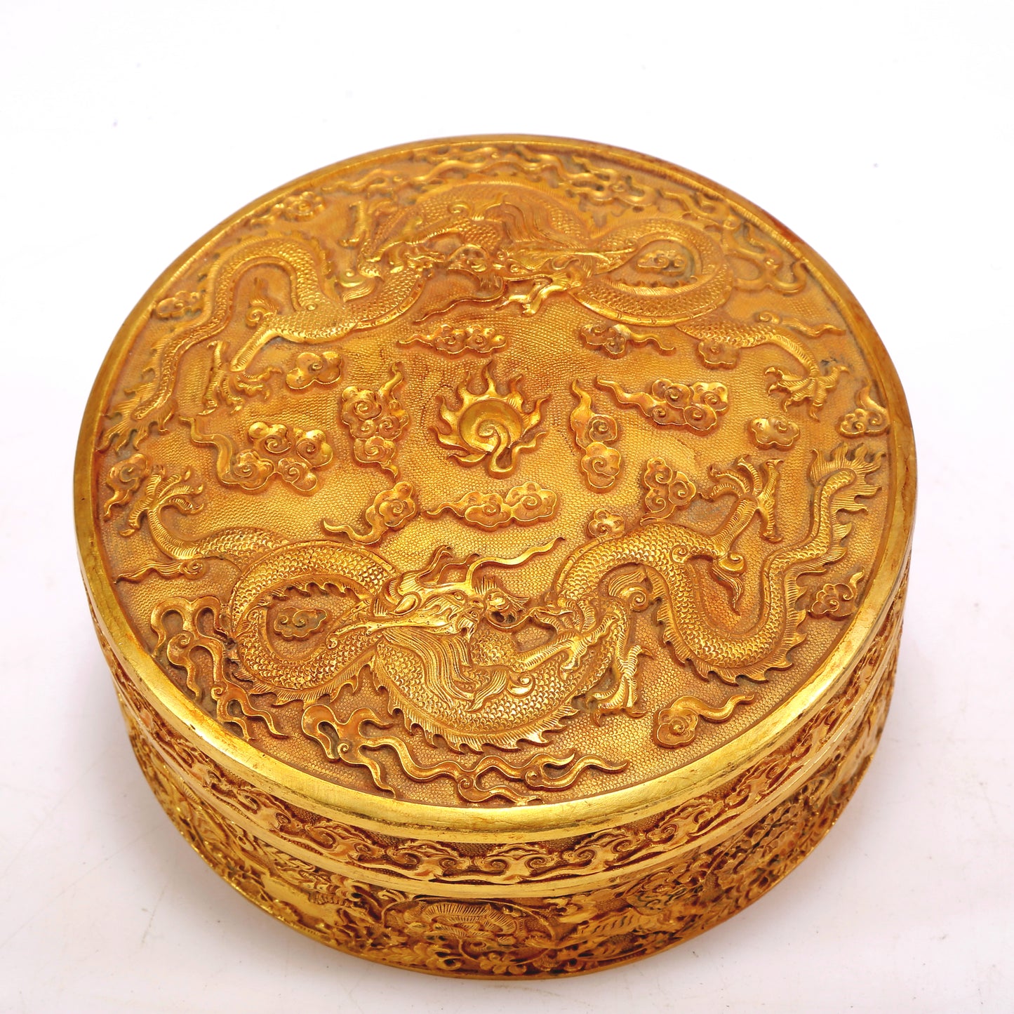 A Fantastic Gilt-Bronze 'Dragon& Auspicious Cloud' Box