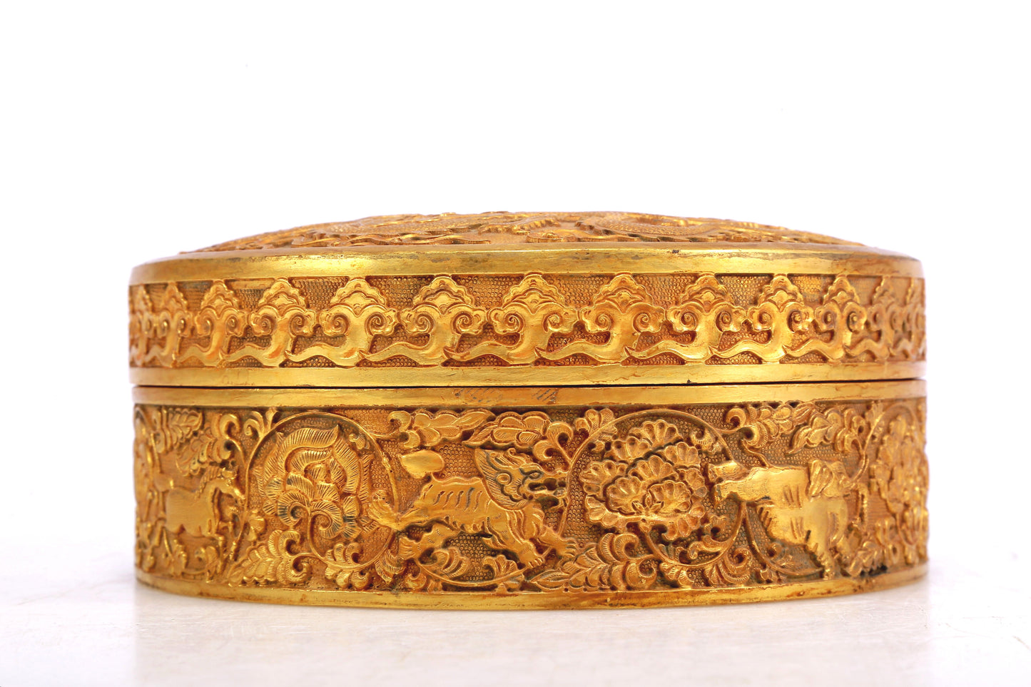 A Fantastic Gilt-Bronze 'Dragon& Auspicious Cloud' Box