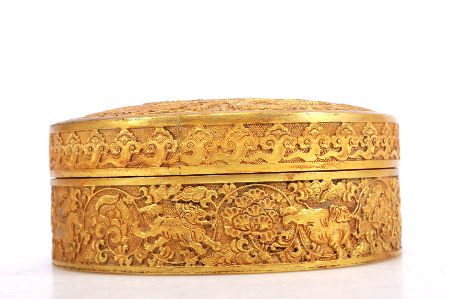 A Fantastic Gilt-Bronze 'Dragon& Auspicious Cloud' Box