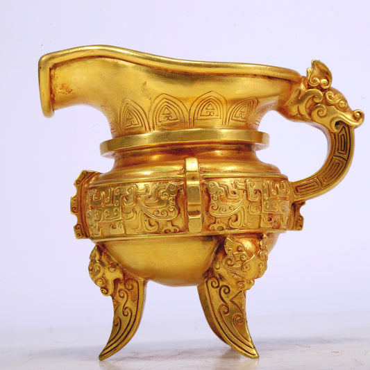 A Fantastic Gilt-Bronze 'Auspicious Beast' Tripod Ewer