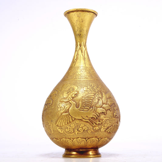 An Excellent Gilt-Bronze 'Scrolling Lotus& Phoenix' Vase