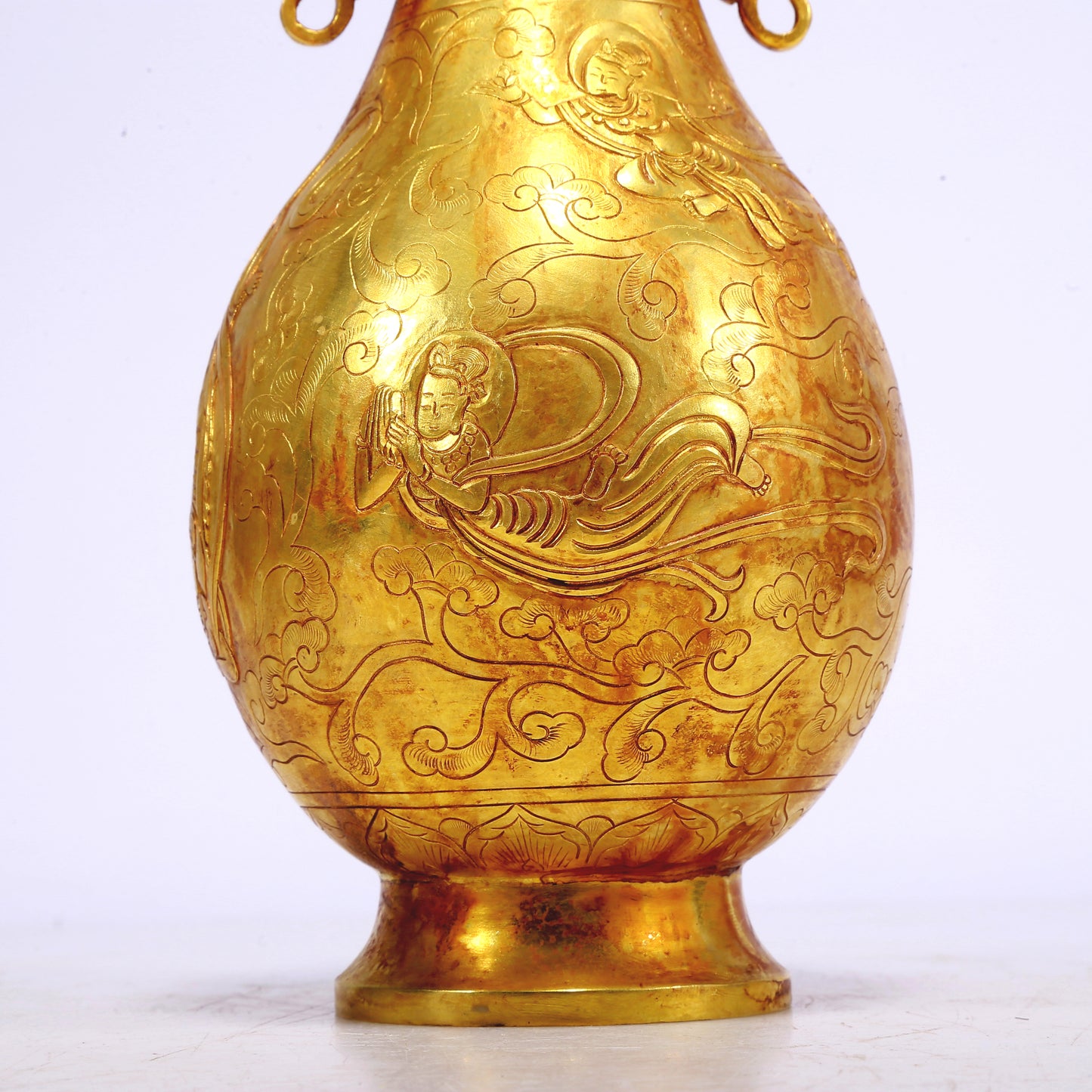 An Excellent Gilt-Bronze 'Figure' Dragon-Handled Vase And Cover