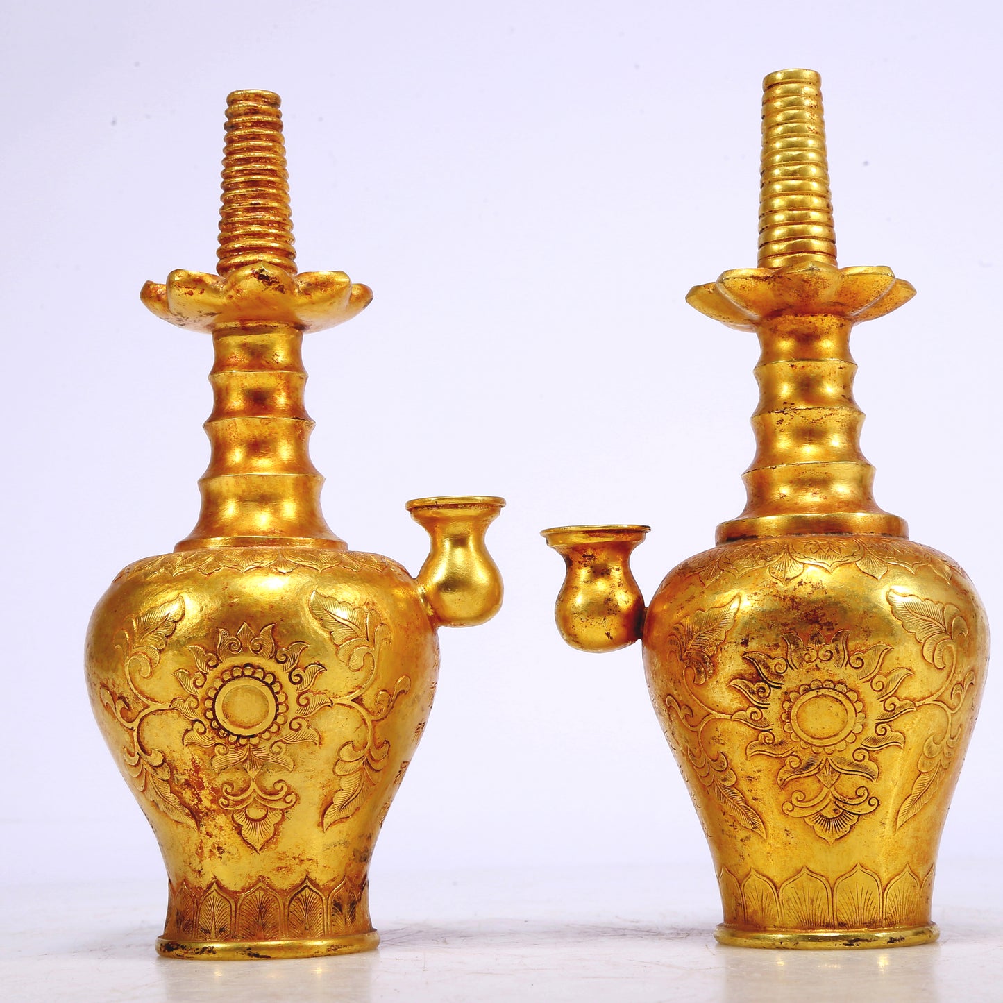 An Excellent Pair Of Gilt-Bronze 'Flower' Pots With Inscriptions