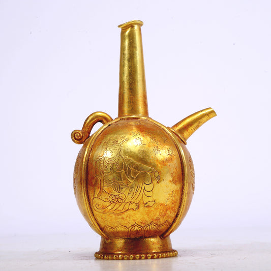 An Excellent Gilt-Bronze 'Bodhisattva' Ewer With Inscriptions