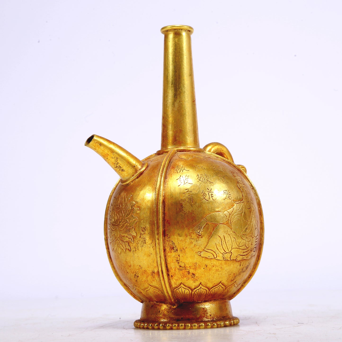 An Excellent Gilt-Bronze 'Bodhisattva' Ewer With Inscriptions