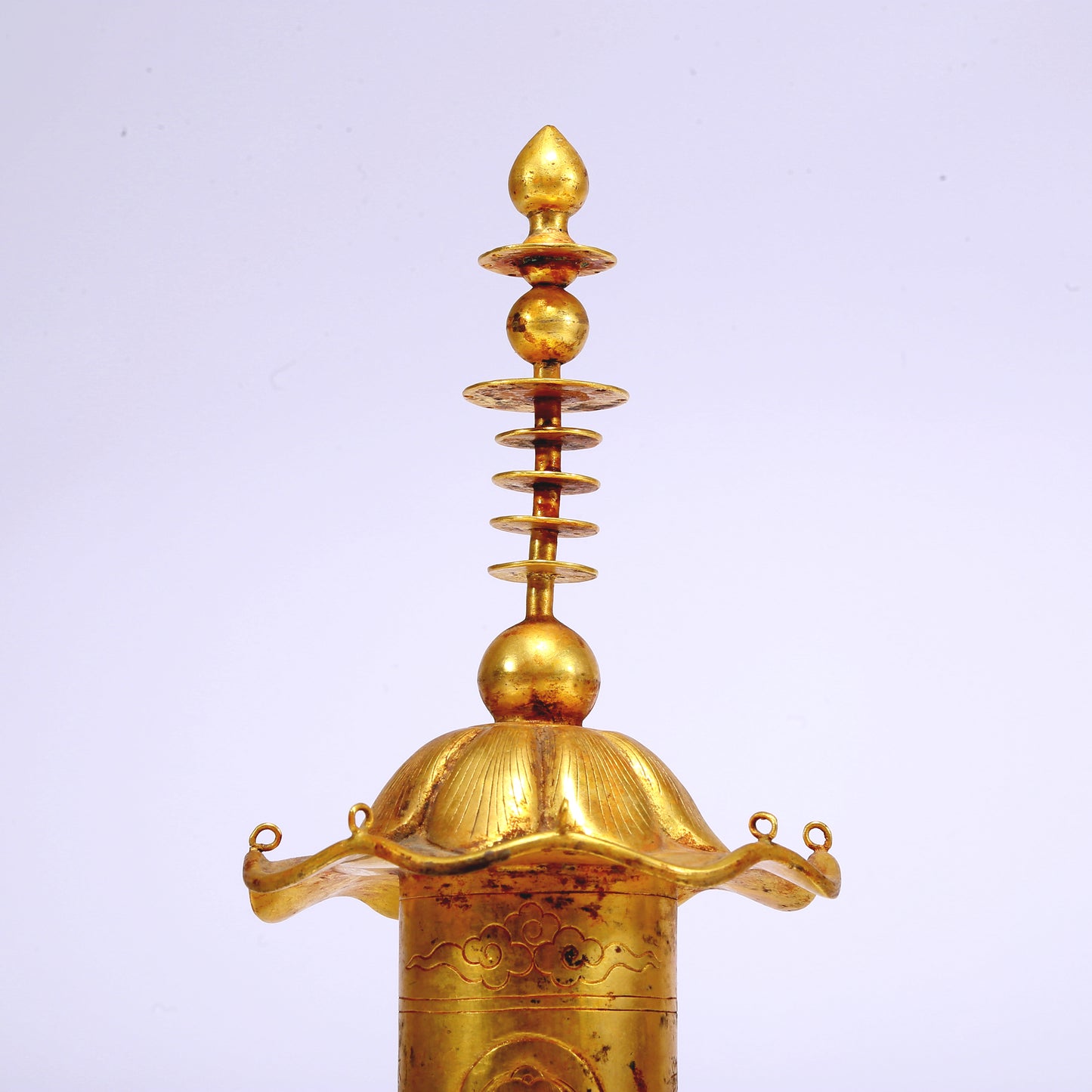 An Excellent Gilt-Bronze 'Buddha Shakyamuni' Stupa