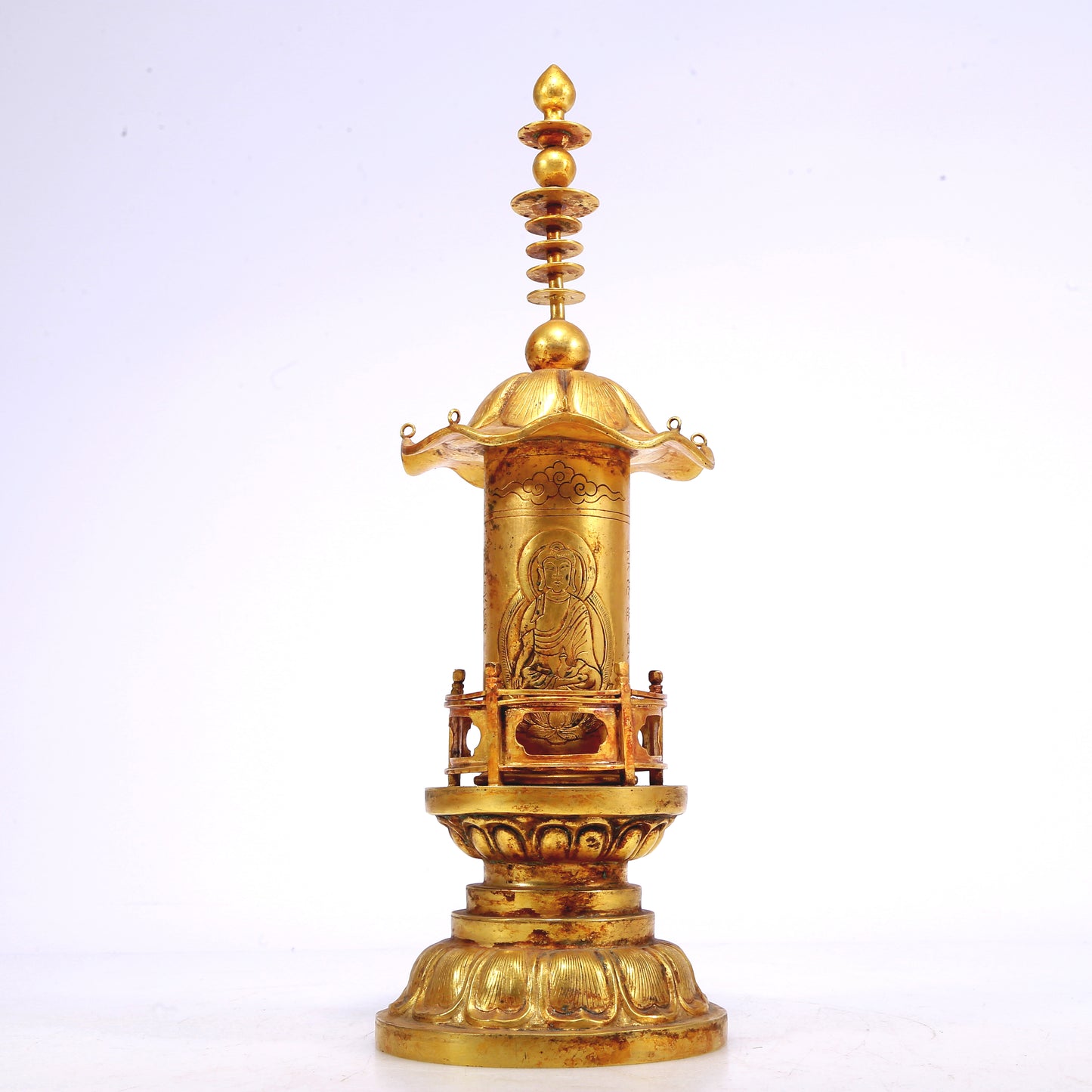 An Excellent Gilt-Bronze 'Buddha Shakyamuni' Stupa