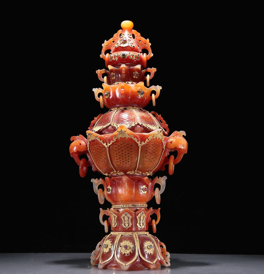 A Brilliant Agate Gold-Mounted 'Flower' Censer