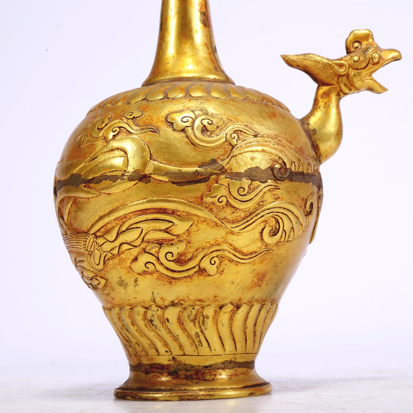 An Excellent Gilt-Bronze 'Bodhisattva' Pot With A Phoenix-Form Spout