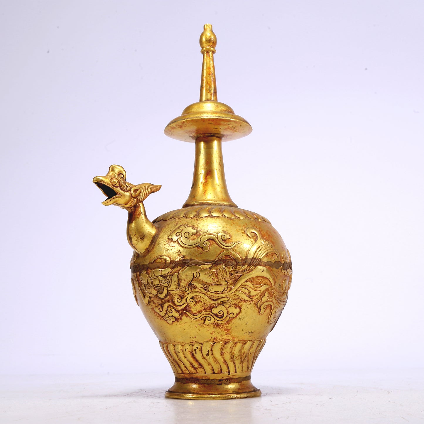 An Excellent Gilt-Bronze 'Bodhisattva' Pot With A Phoenix-Form Spout