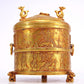 An Excellent Gilt-Bronze 'Hunting' Tripod Jar And Cover