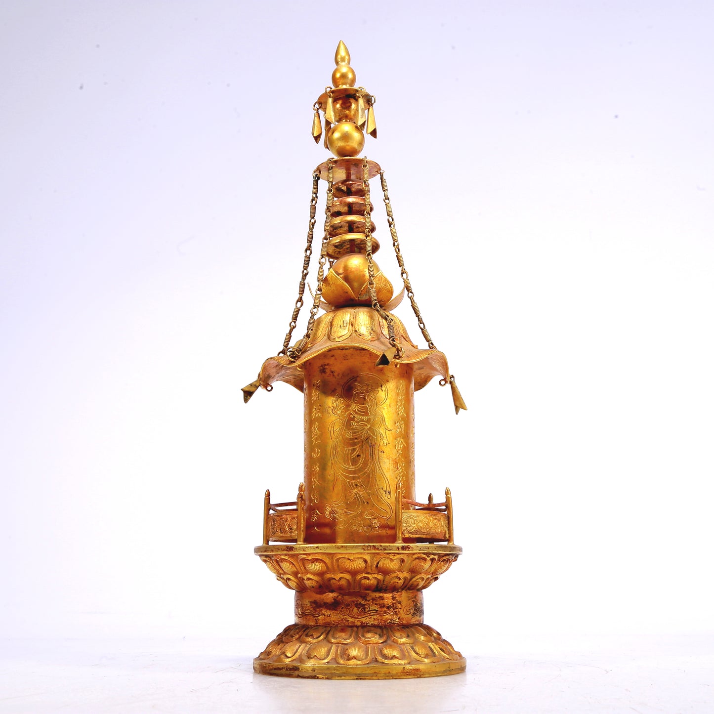 An Excellent Gilt-Bronze 'Bodhisattva' Stupa With Inscriptions