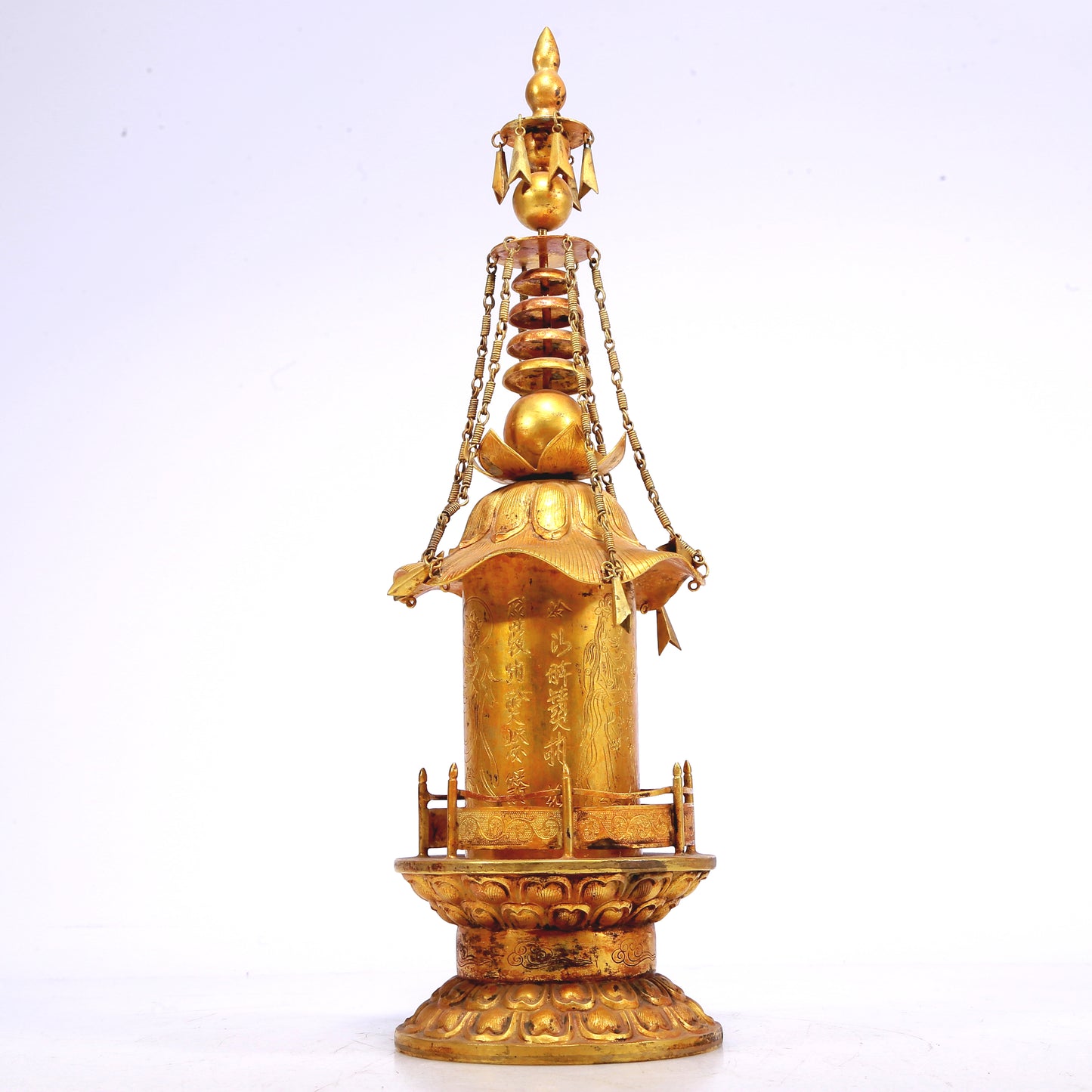 An Excellent Gilt-Bronze 'Bodhisattva' Stupa With Inscriptions