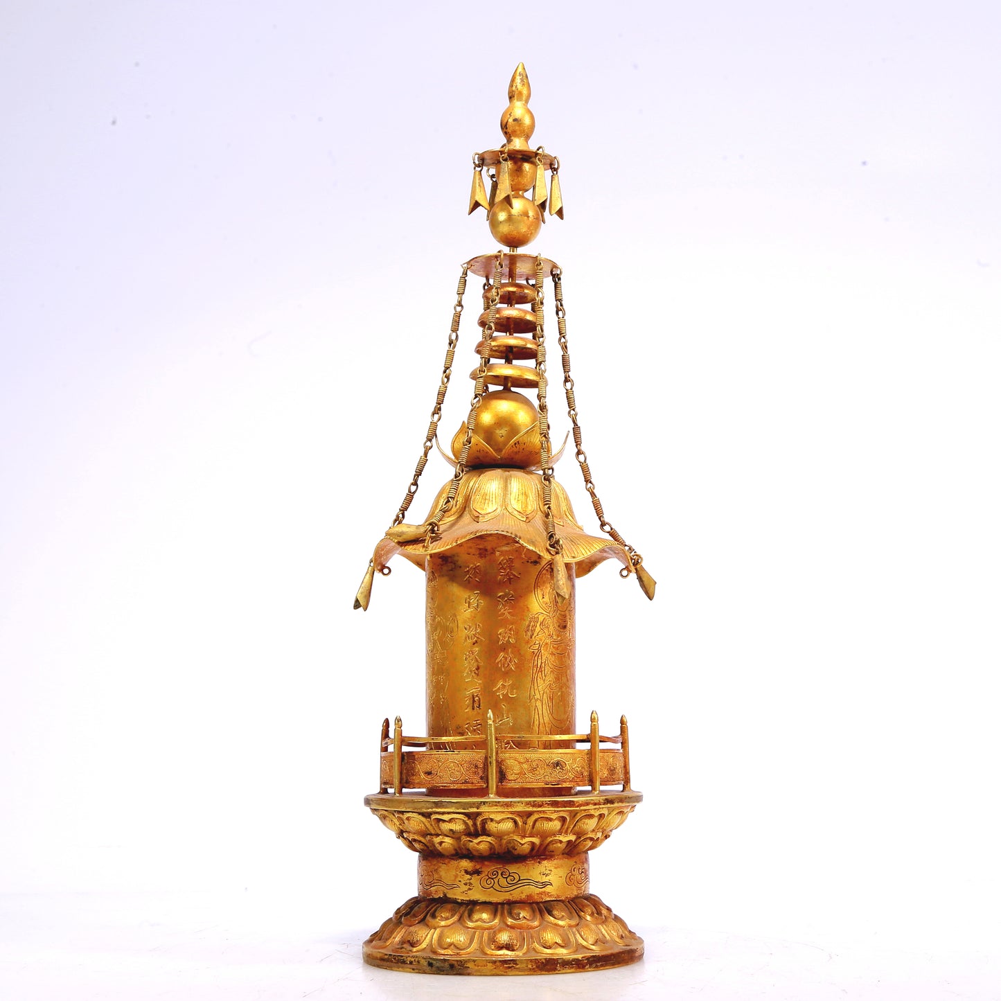 An Excellent Gilt-Bronze 'Bodhisattva' Stupa With Inscriptions