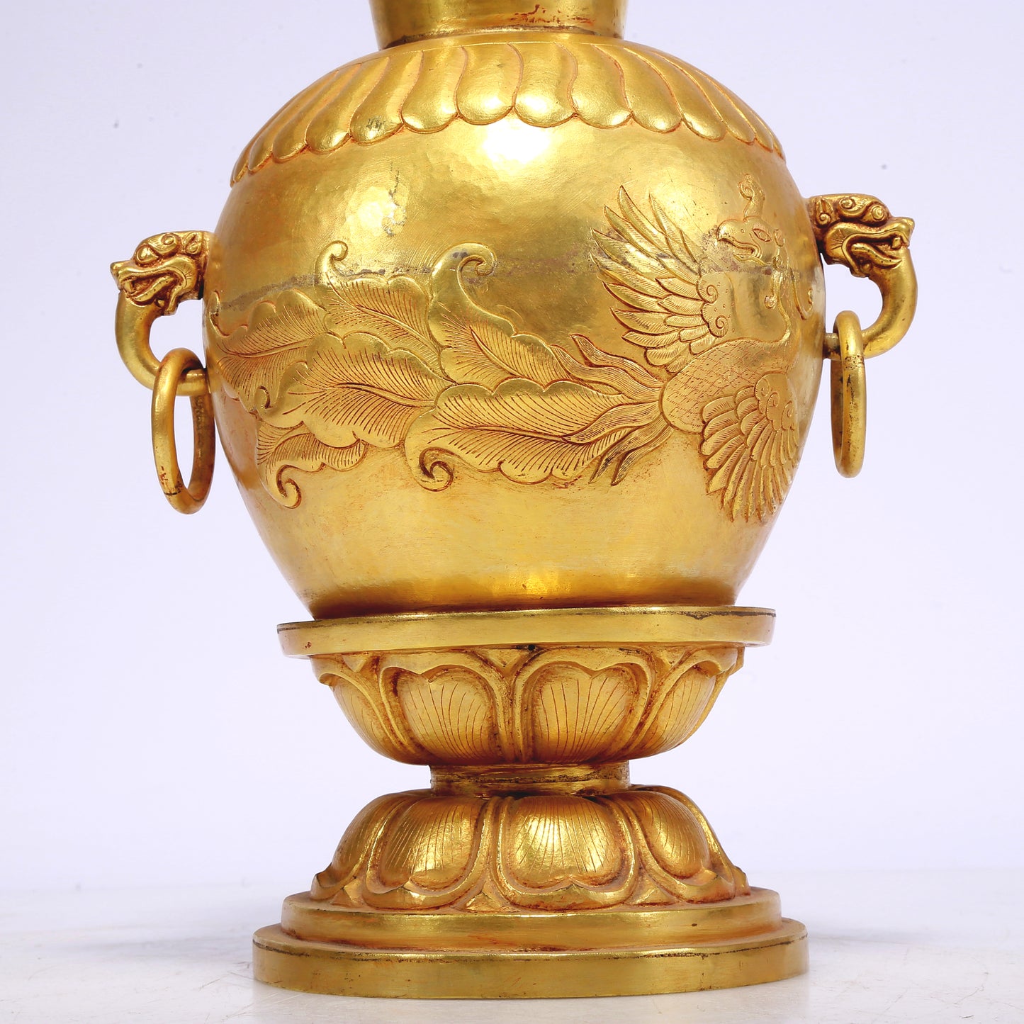 An Excellent Gilt-Bronze 'Phoenix' Beast-Handled Vase