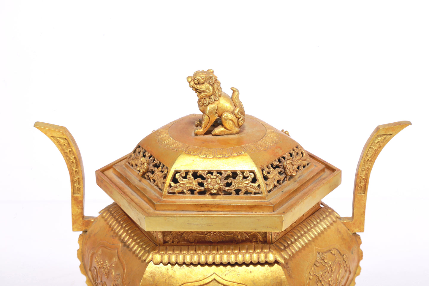 An Excellent Gilt-Bronze 'Bird& Flower' Tripod Censer And Cover