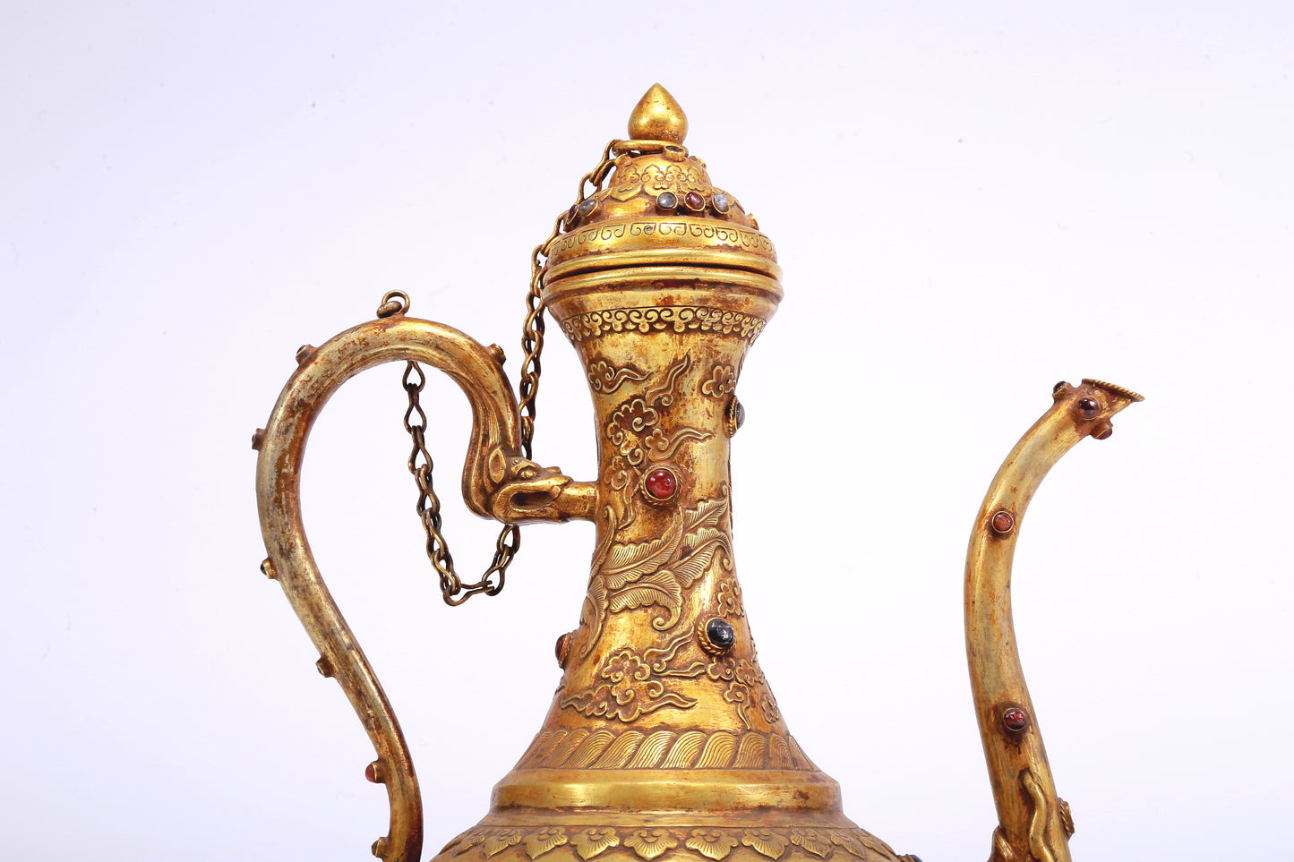 An Excellent Gilt-Bronze 'Dragon, Phoenix, Auspicious Cloud' Ewer