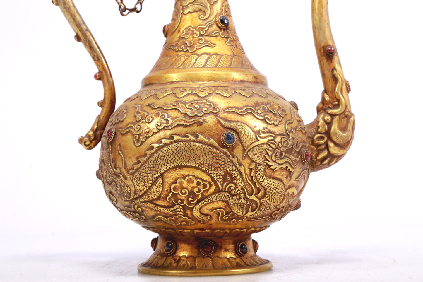 An Excellent Gilt-Bronze 'Dragon, Phoenix, Auspicious Cloud' Ewer