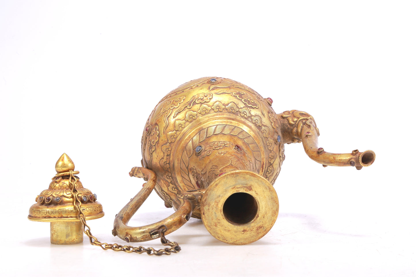 An Excellent Gilt-Bronze 'Dragon, Phoenix, Auspicious Cloud' Ewer