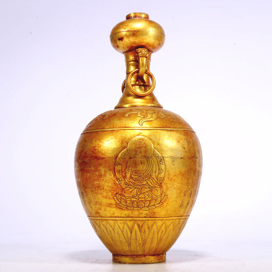 An Excellent Gilt-Bronze 'Buddha Shakyamuni' Vase With Inscriptions