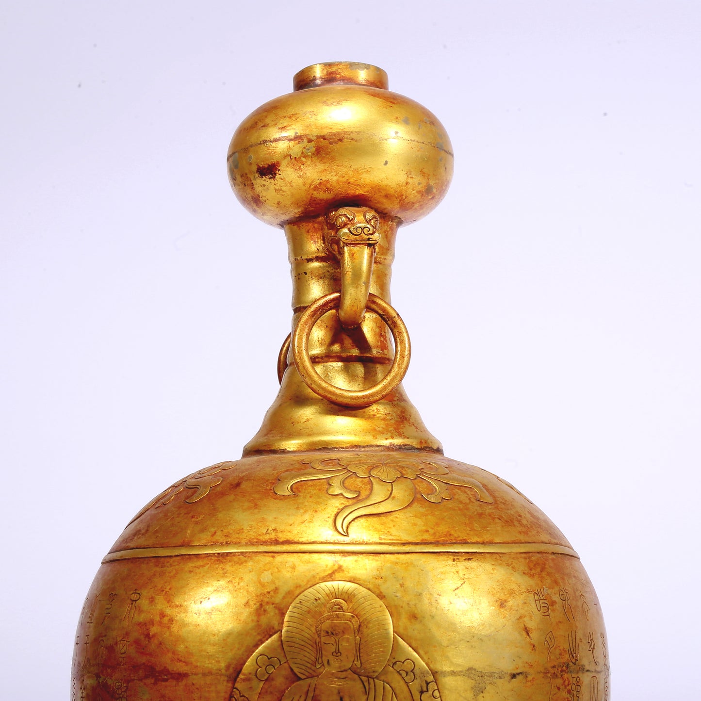 An Excellent Gilt-Bronze 'Buddha Shakyamuni' Vase With Inscriptions