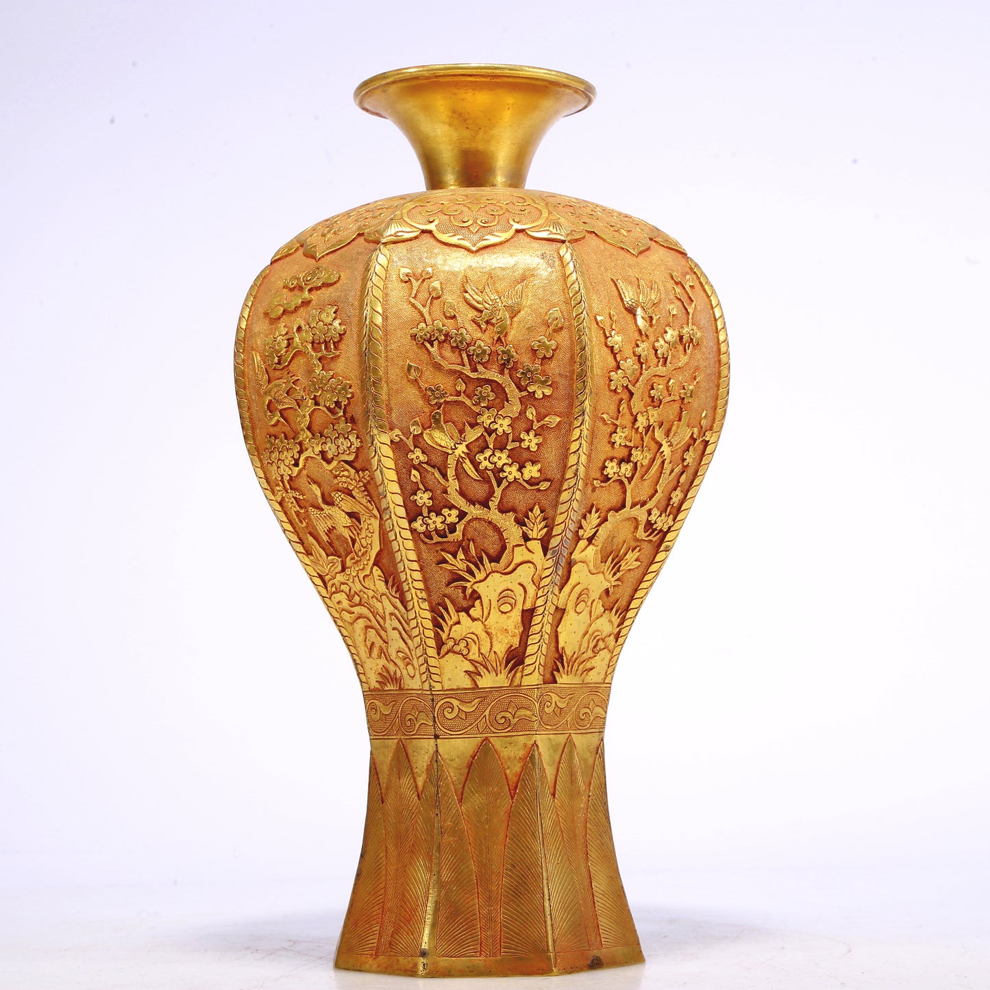 An Excellent Gilt-Bronze 'Bird& Flower' Vase