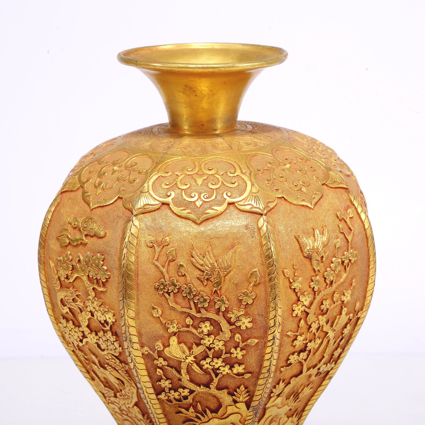 An Excellent Gilt-Bronze 'Bird& Flower' Vase