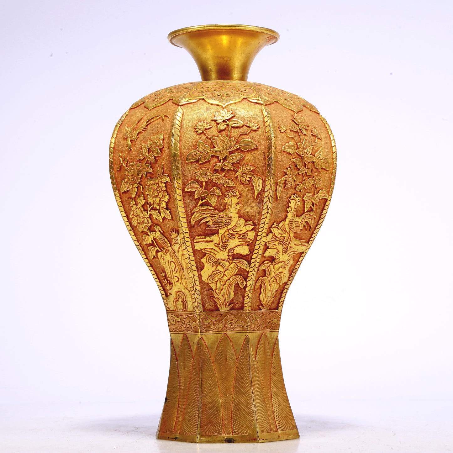 An Excellent Gilt-Bronze 'Bird& Flower' Vase