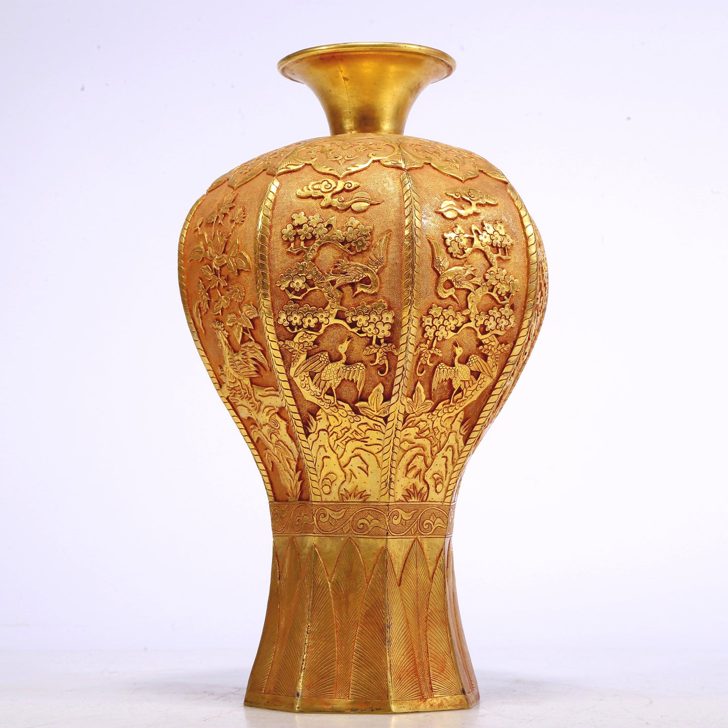 An Excellent Gilt-Bronze 'Bird& Flower' Vase